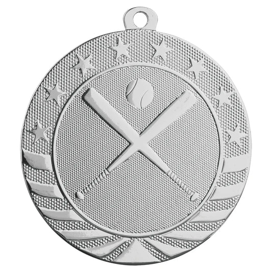 Bright Silver 2 3/4" Baseball/Softball Starbrite Medal