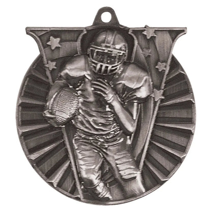 Antique Silver 2" Football Victory Medal