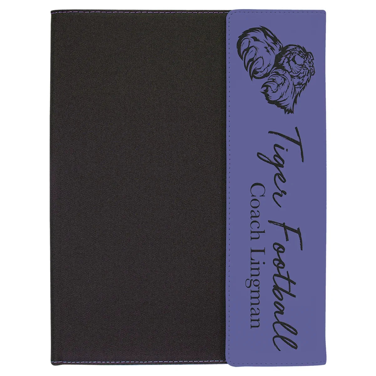 Purple Laserable Leatherette / Black 9 1/2" x 12" Canvas Portfolio with Note Pad