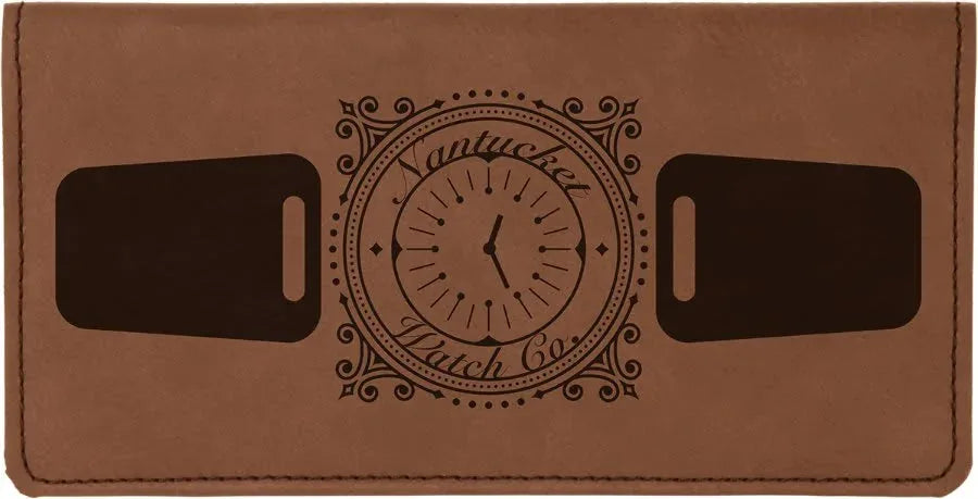 Dark Brown 6 3/4" x 3 1/2" Laserable Leatherette Checkbook Cover
