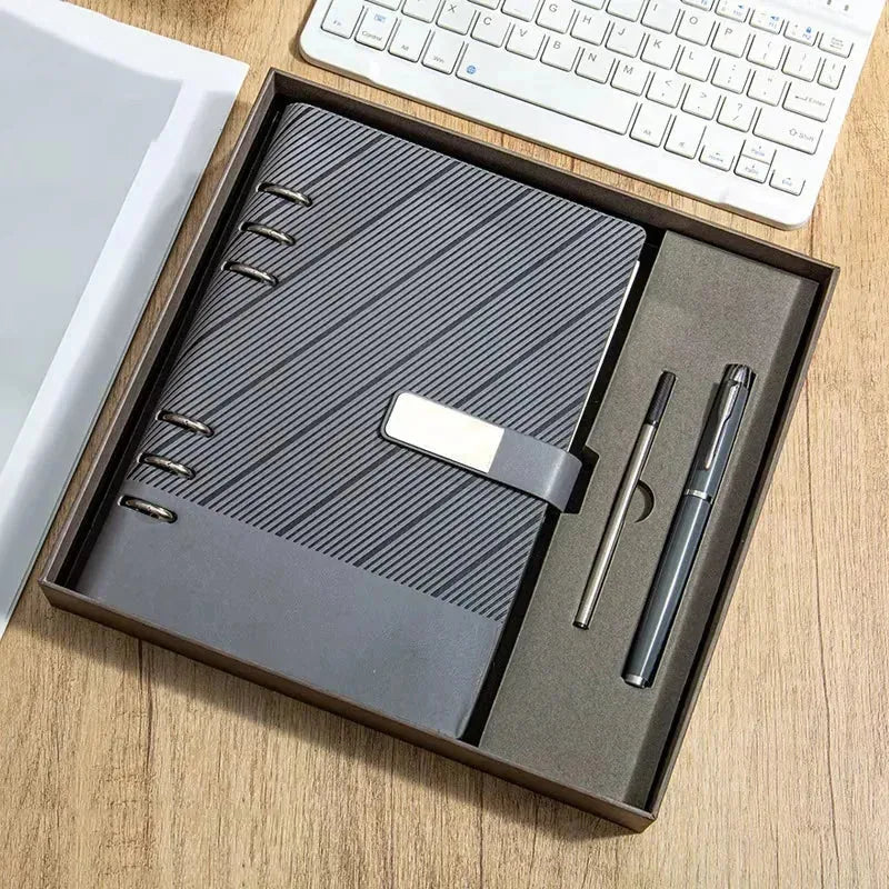 Customized Retro Business Buttons Hardcover Spiral Bound Offset Paper Notebook Gift Set Pen Cores High Quality A5/A6 Custom Logo — Custom Engraved Pen | Branded Stationery - Image 2