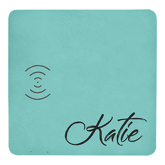 Teal 8" x 8" Laserable Leatherette Phone Charging Mat
