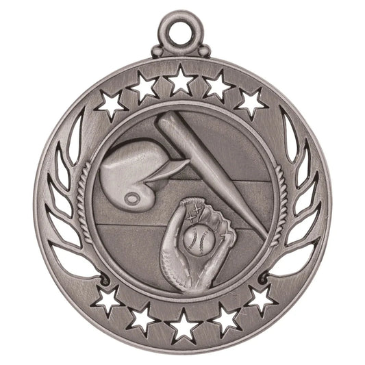 Antique Silver 2 1/4" Baseball/Softball Galaxy Medal