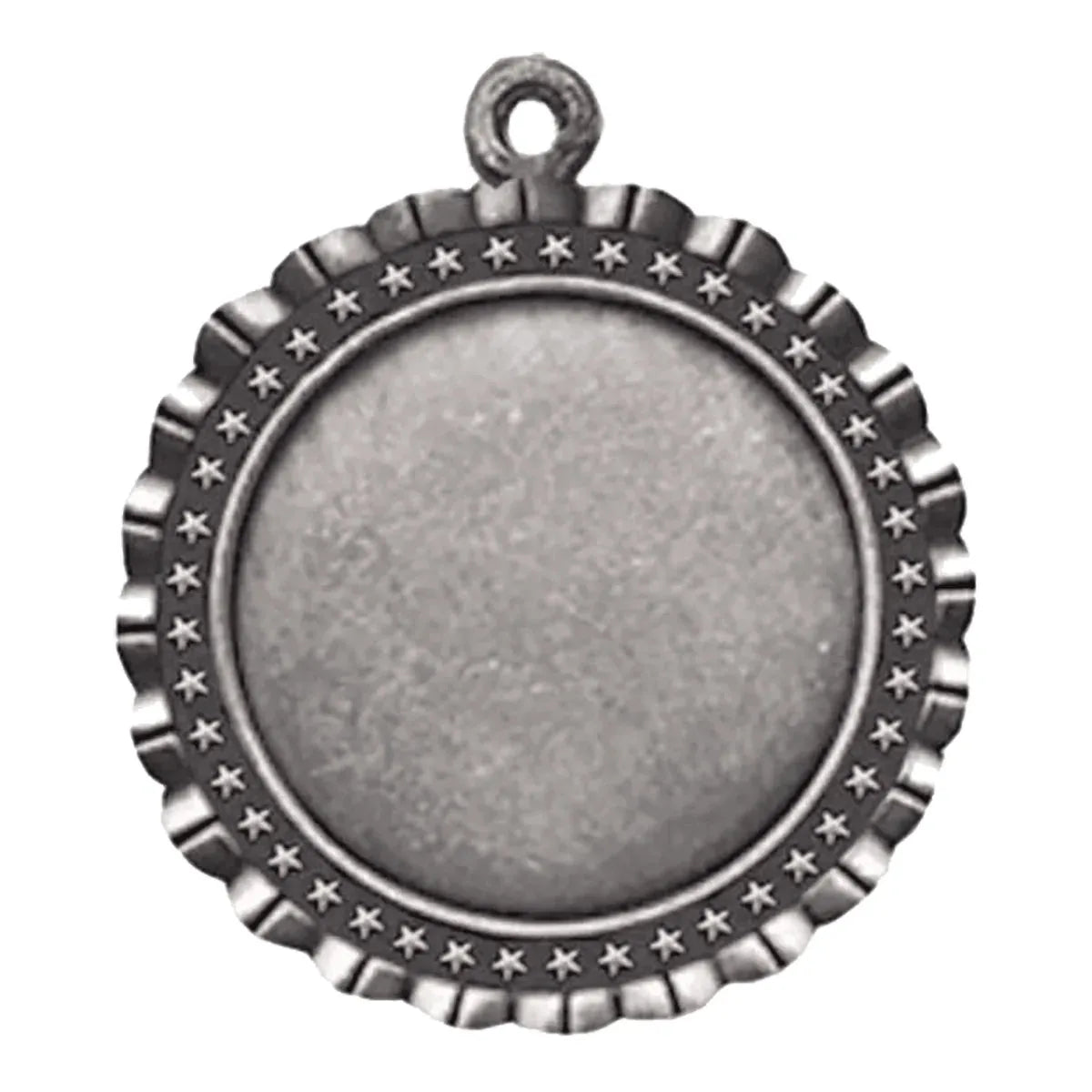 Antique Silver 2 5/8" Star 2" Insert Holder Medal