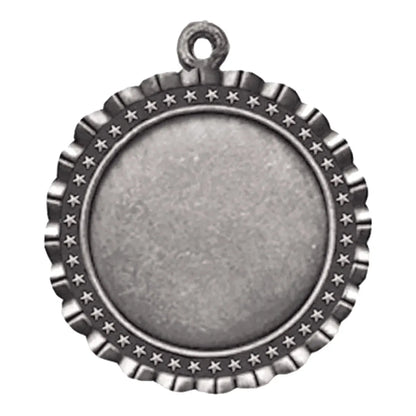 Antique Silver 2 5/8" Star 2" Insert Holder Medal