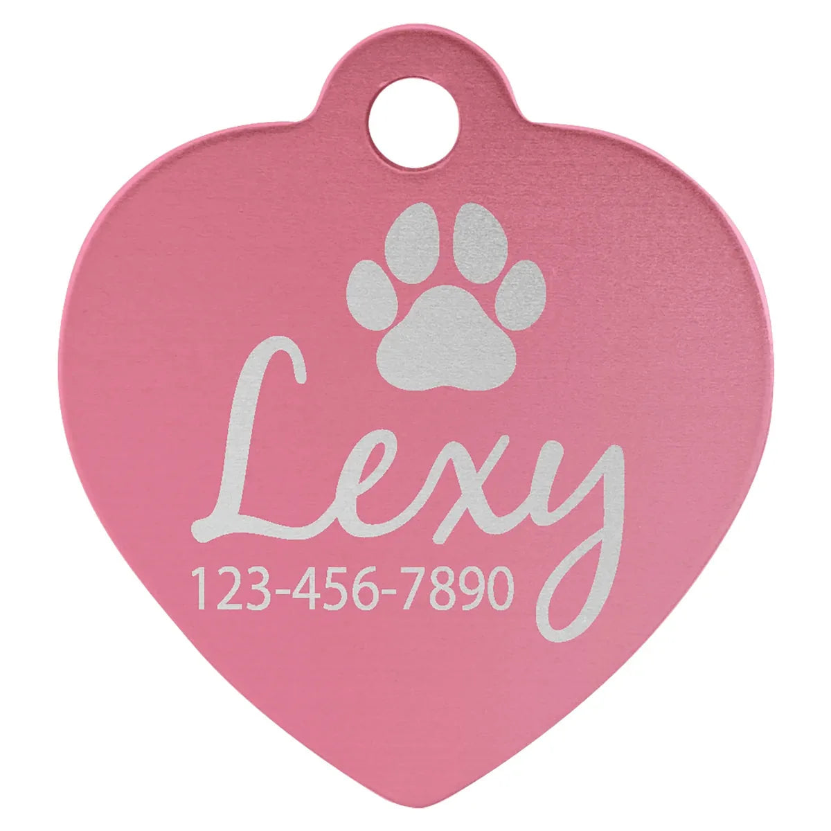 Pink 1 1/4" x 1 1/4" Laserable Anodized Aluminum Heart Pet Tag