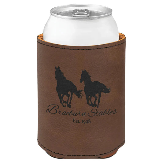 Dark Brown 3 3/4" Laserable Leatherette Beverage Holder