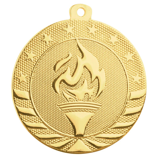 Bright Gold 2" Torch Starbrite Medal
