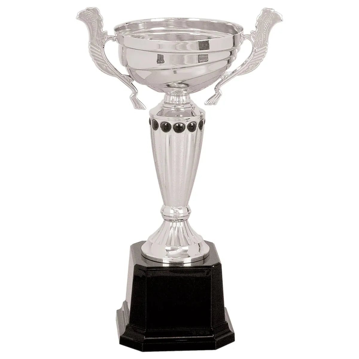 Silver 2 10" Completed Metal Cup Trophy on Plastic Base