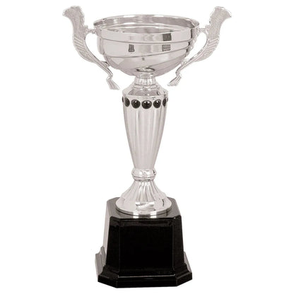Silver 2 10" Completed Metal Cup Trophy on Plastic Base