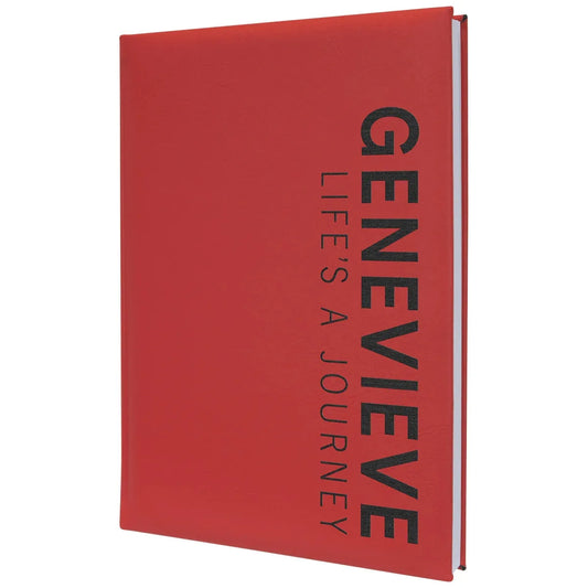 Red 7" x 9 3/4" Laserable Leatherette Journal with Lined Notepad