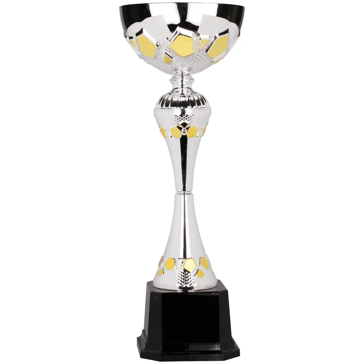 Silver/Gold 17 1/2" Completed Metal Cup Trophy on Plastic Base