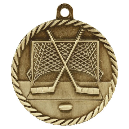Antique Gold 2" Hockey High Relief Medal