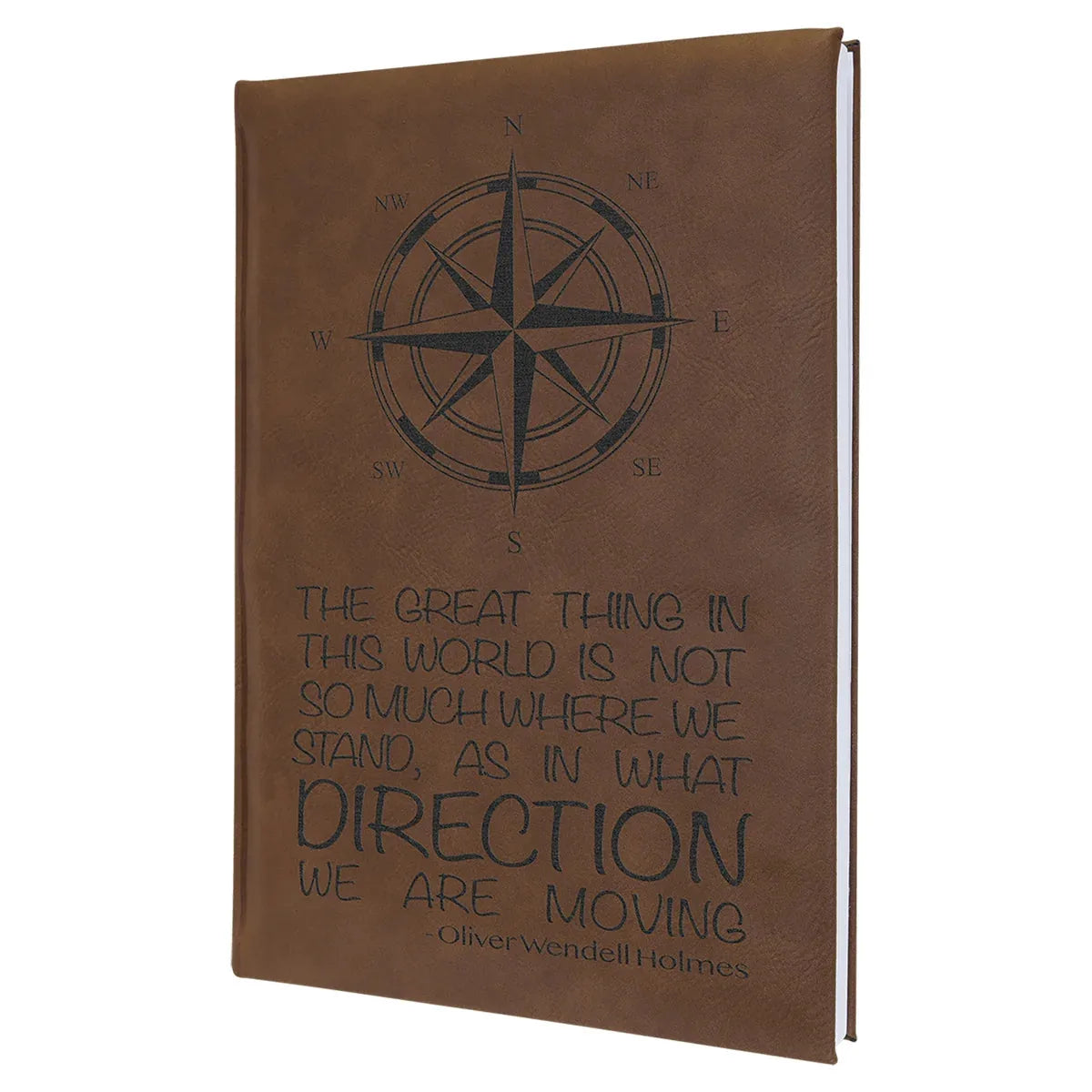 Dark Brown 7" x 9 3/4" Laserable Leatherette Sketch Book with Unlined Notepad