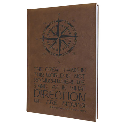 Dark Brown 7" x 9 3/4" Laserable Leatherette Sketch Book with Unlined Notepad