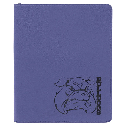 Purple 9 1/2" x 12" with Zipper Laserable Leatherette Portfolio with Notepad