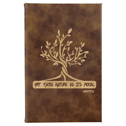 Rustic/Gold 5 1/4" x 8 1/4" Laserable Leatherette Sketch Book with Unlined Notepad