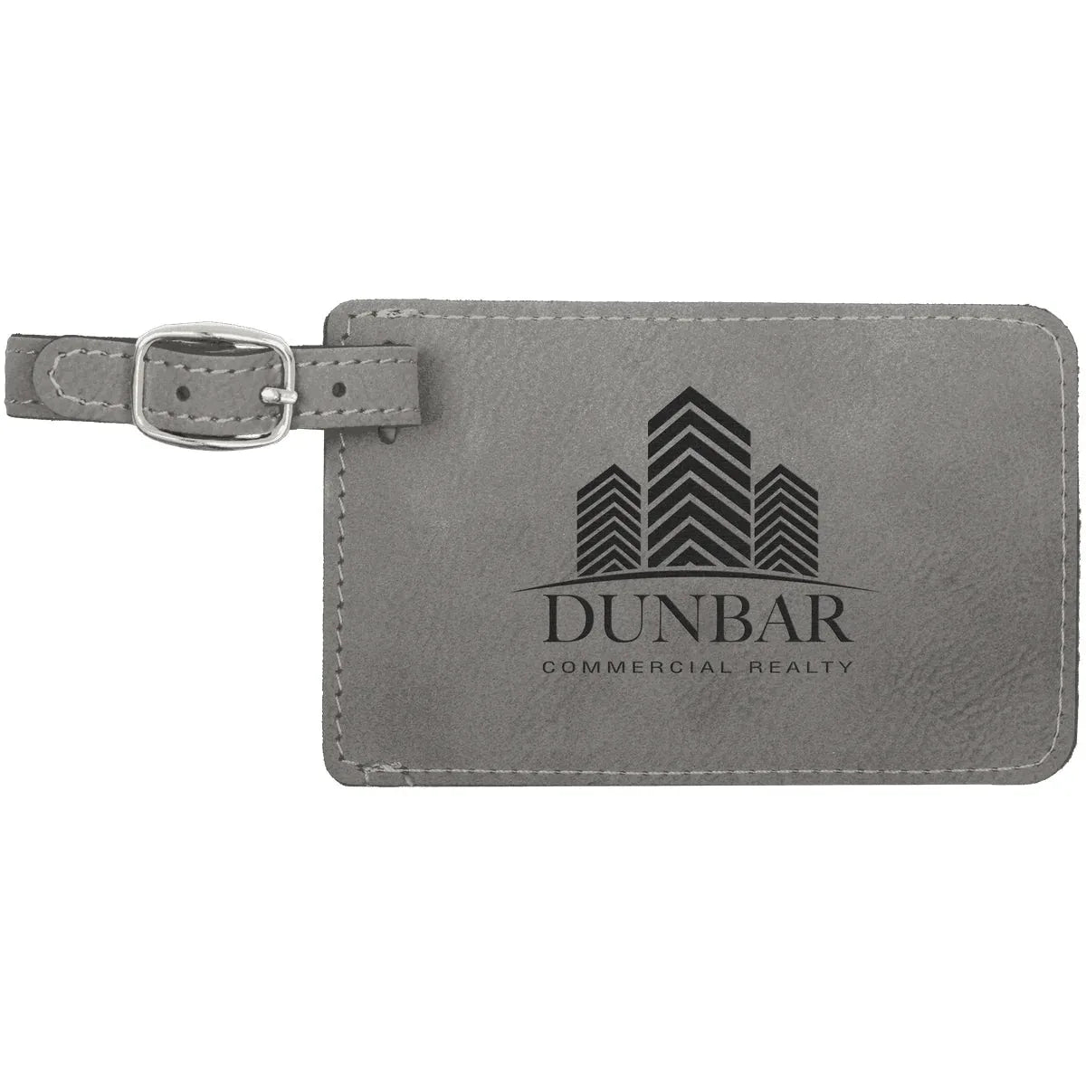 Gray 4 1/4" x 2 3/4" Laserable Leatherette Luggage Tag