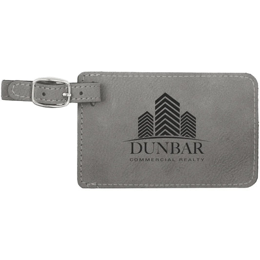 Gray 4 1/4" x 2 3/4" Laserable Leatherette Luggage Tag