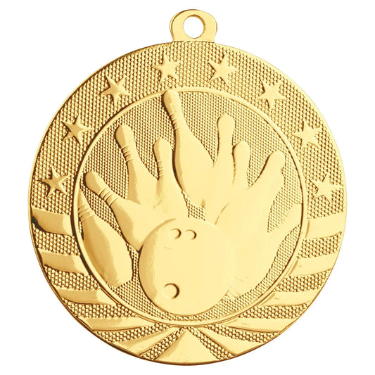Bright Gold 2 3/4" Bowling Starbrite Medal