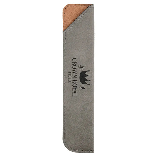 Gray 6 1/4" Laserable Leatherette Pen Sleeve