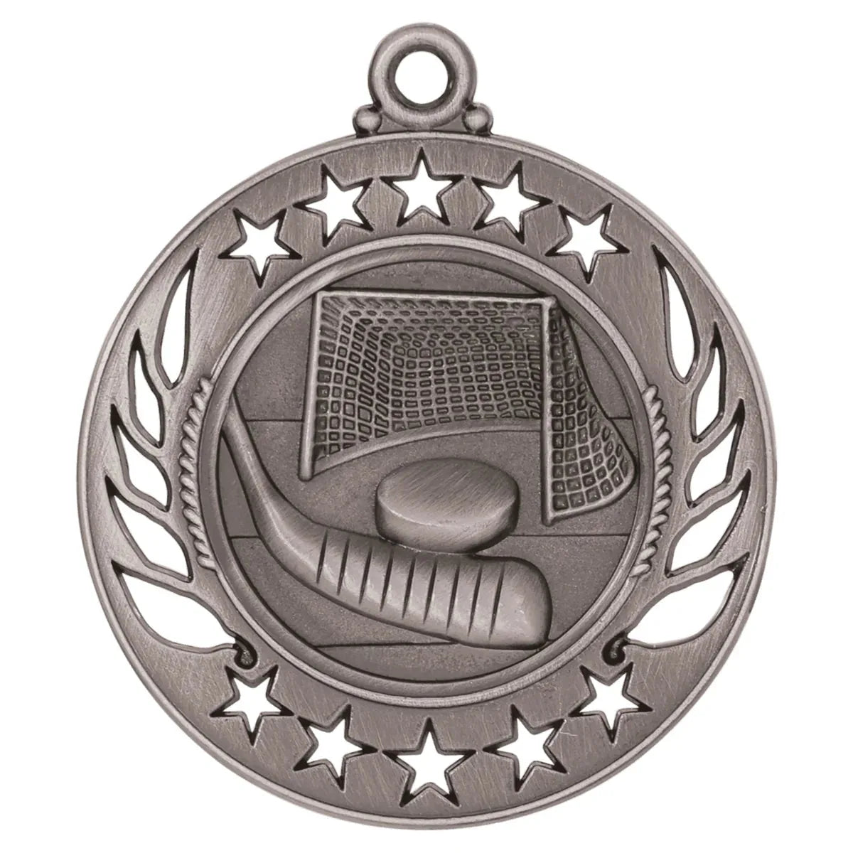 Antique Silver 2 1/4" Hockey Galaxy Medal