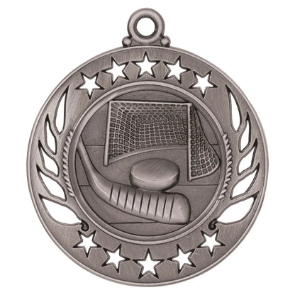Antique Silver 2 1/4" Hockey Galaxy Medal