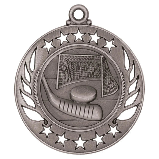 Antique Silver 2 1/4" Hockey Galaxy Medal