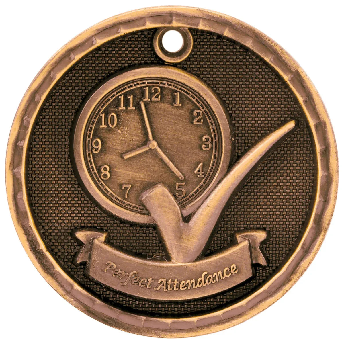 Antique Bronze 2" 3D Perfect Attendance Medal