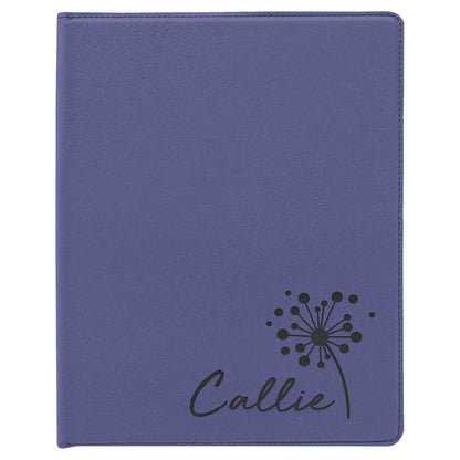 Purple 9 1/2" x 12" Laserable Leatherette Portfolio with Notepad
