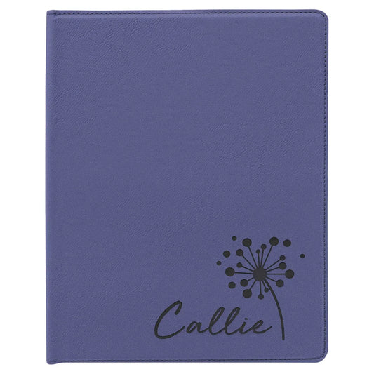 Purple 9 1/2" x 12" Laserable Leatherette Portfolio with Notepad