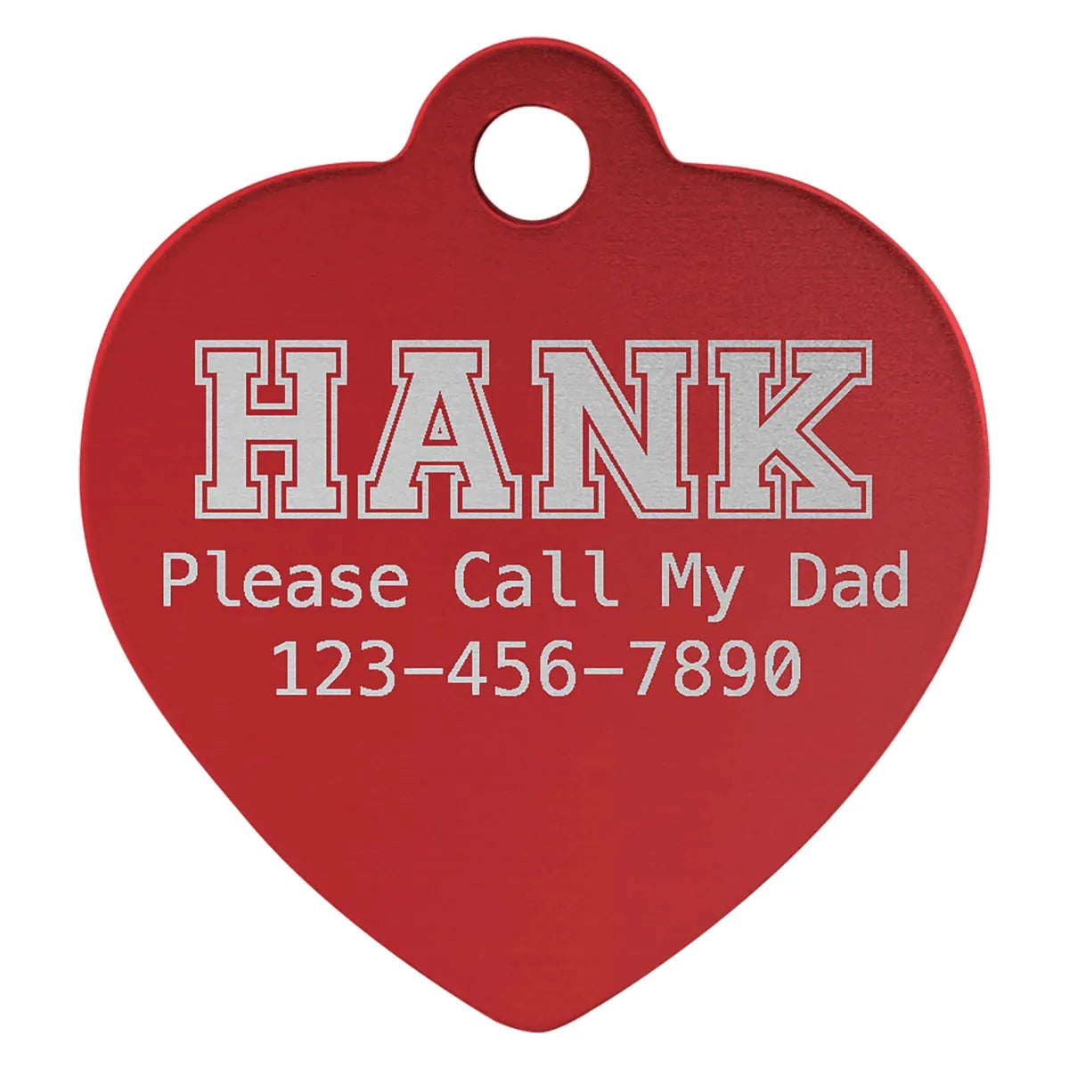 Red 1" x 1" Laserable Anodized Aluminum Heart Pet Tag