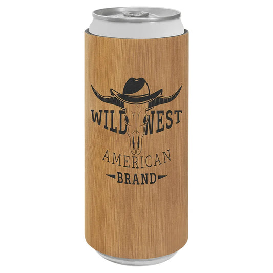 Bamboo Laserable Leatherette Slim Beverage Holder