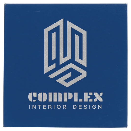 Blue/Silver 10" x 10" Laserable Leatherette Wall Decor with Sawtooth Hanger