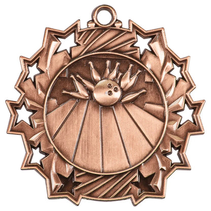 Antique Bronze 2 1/4" Bowling Ten Star Medal