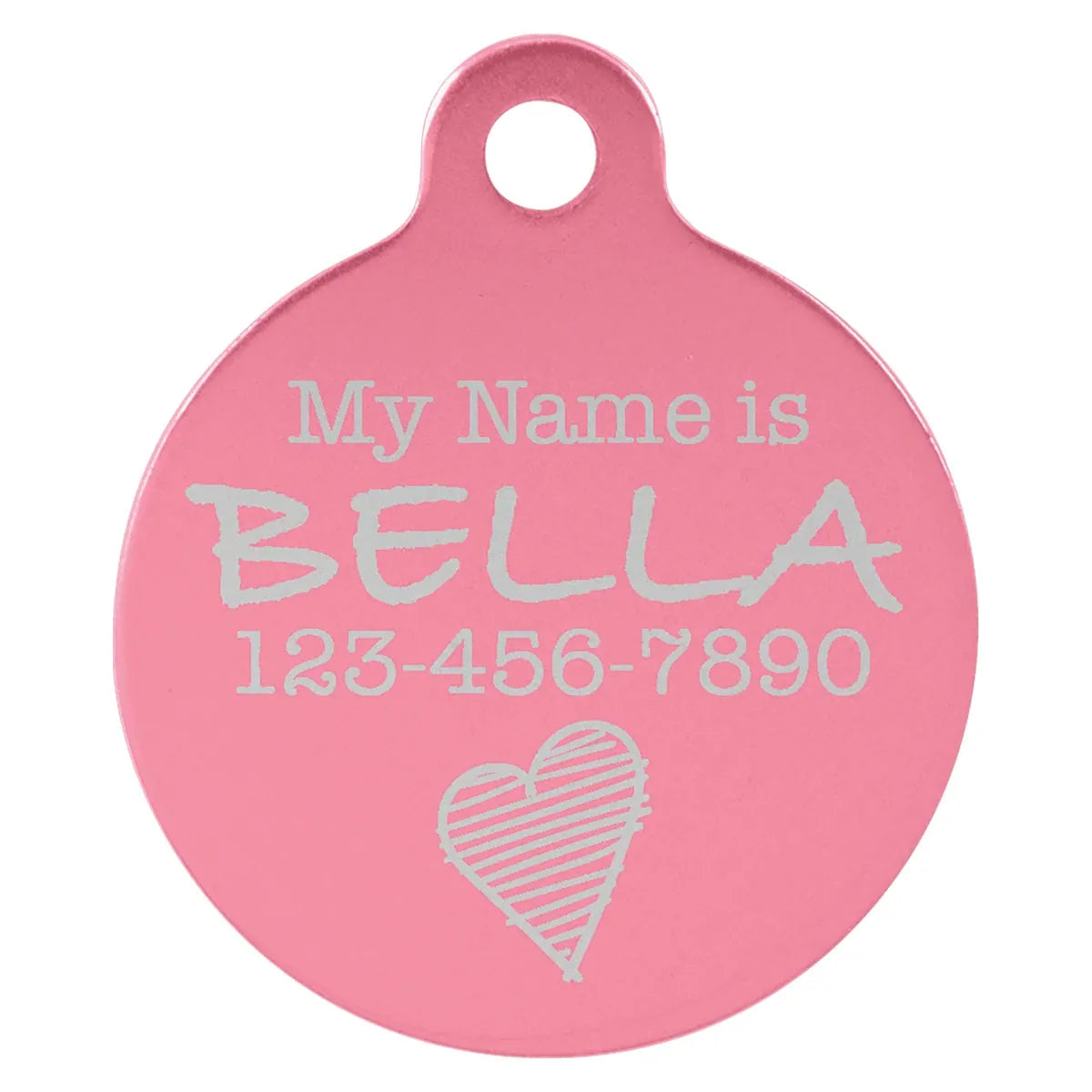 Pink 1" Laserable Anodized Aluminum Round Pet Tag with Tab
