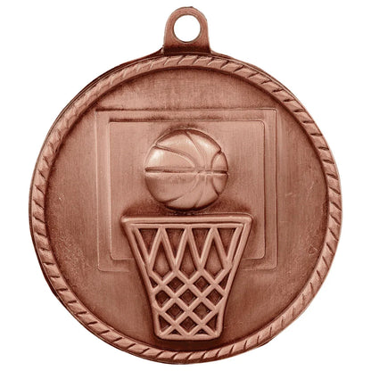 Antique Bronze 2" Basketball High Relief Medal