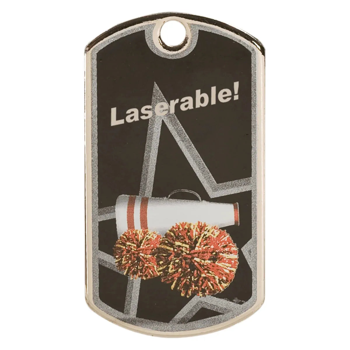 2" Black/Silver Cheer Laserable Star Dog Tag