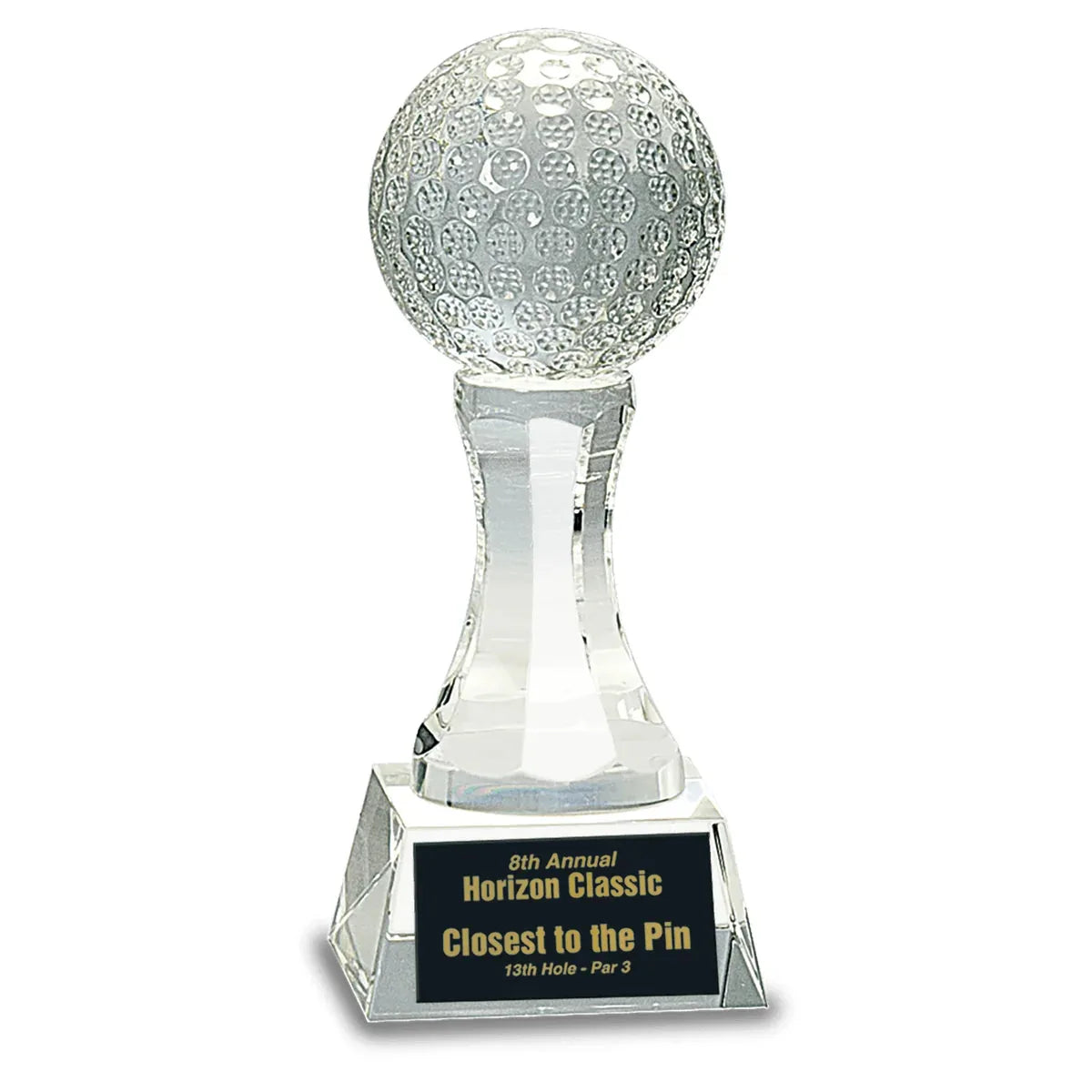 6" Crystal Golf Ball on Clear Pedestal Base