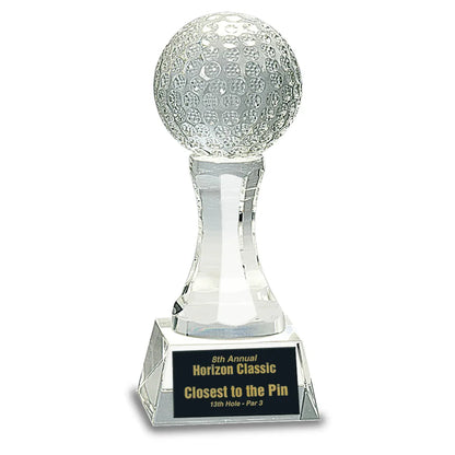 6" Crystal Golf Ball on Clear Pedestal Base
