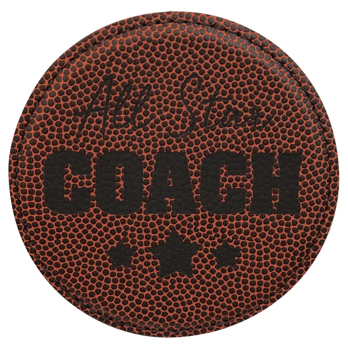 Football 4" Round Laserable Leatherette Coaster