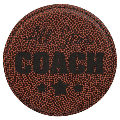 Football 4" Round Laserable Leatherette Coaster