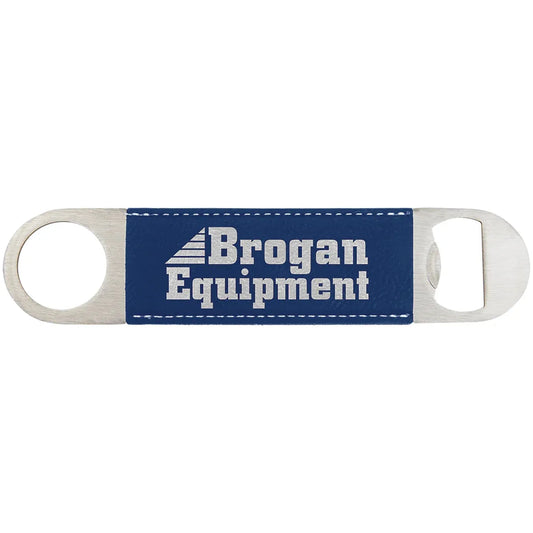 Blue/Silver 1 1/2" x 7" Laserable Leatherette Bottle Opener