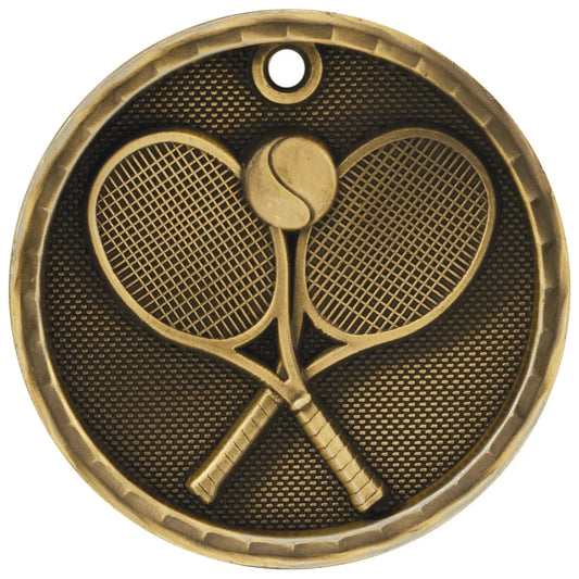 Antique Gold 2" 3D Tennis Medal