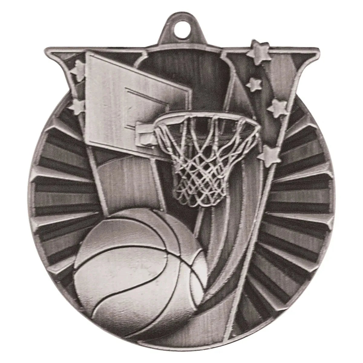 Antique Silver 2" Basketball Victory Medal
