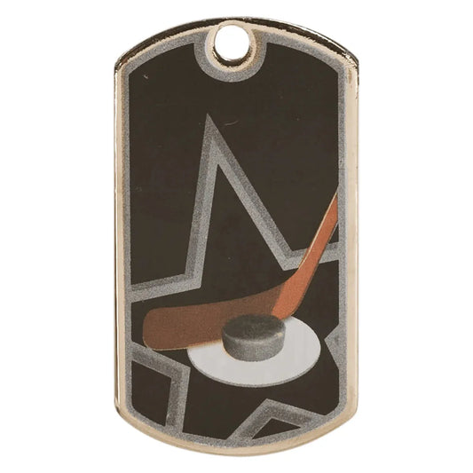 2" Black/Silver Hockey Laserable Star Dog Tag