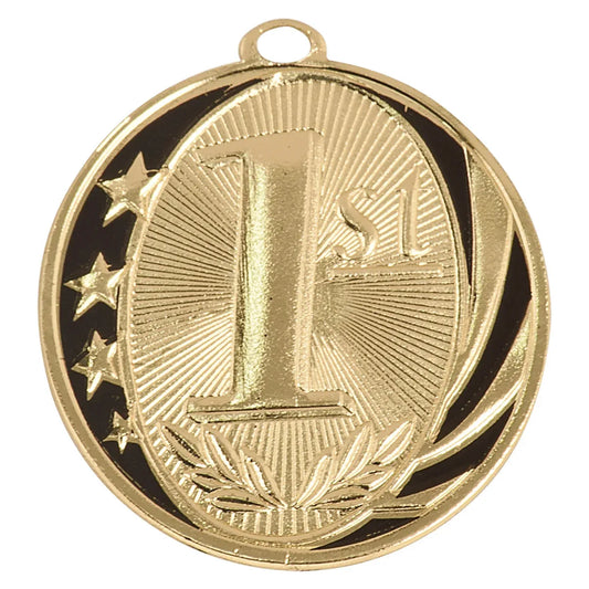 2" Bright Gold 1st Place Laserable MidNite Star Medal