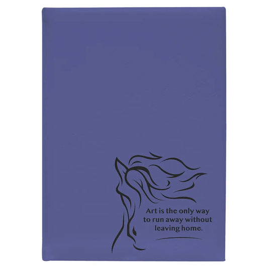 Purple 7" x 9 3/4" Laserable Leatherette Sketch Book with Unlined Notepad