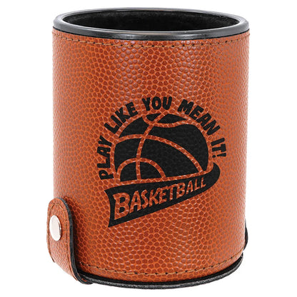Basketball Laserable Leatherette Dice Cup with 5 Dice