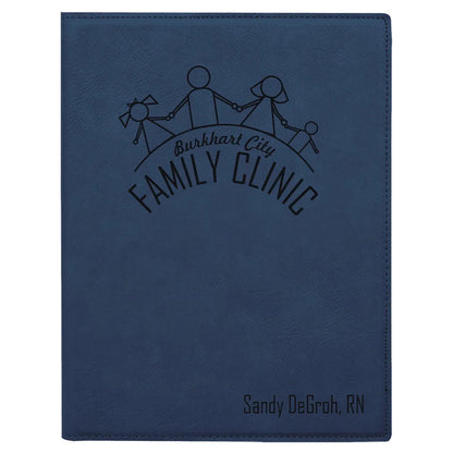 Blue/Black 7" x 9" Laserable Leatherette Small Portfolio with Notepad